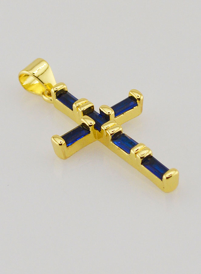 Pendentif Croix Bleu - 23mm (pic 2)