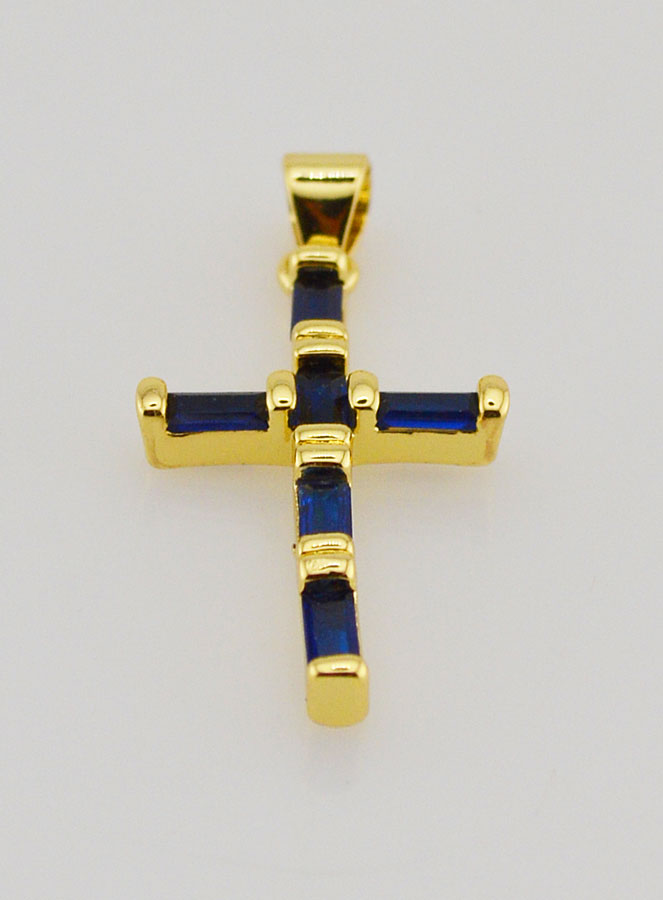 Pendentif Croix Bleu - 23mm (pic 3)