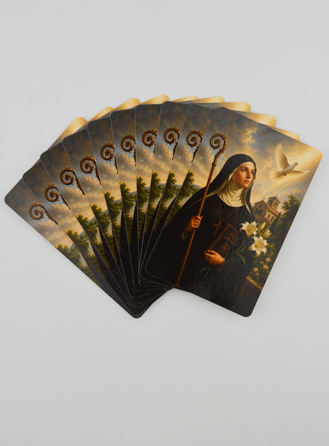 Lot de 10 Cartes de Prière à Sainte Scholastique (pic 1)