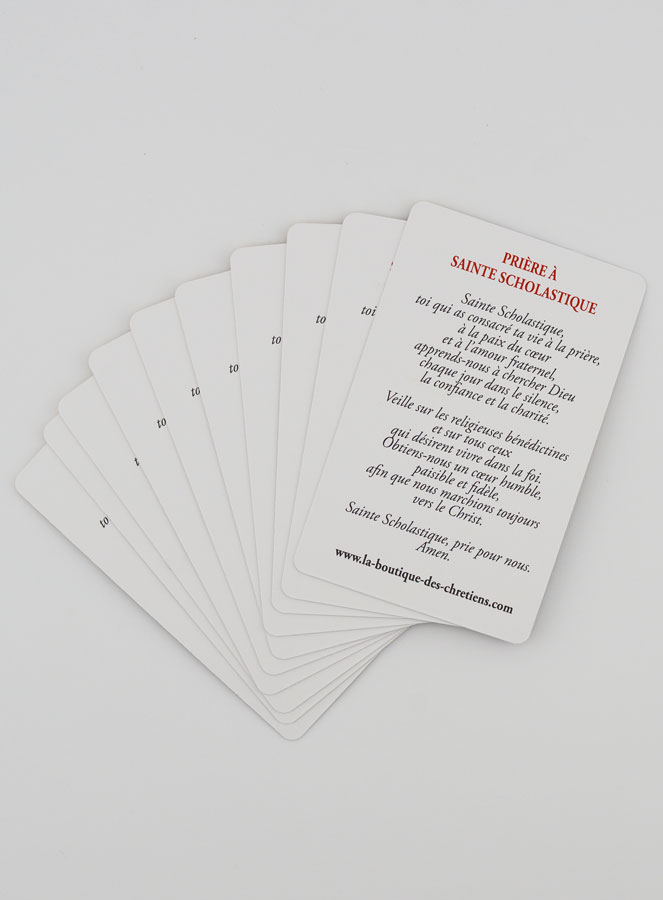 Lot de 10 Cartes de Prière à Sainte Scholastique (pic 2)