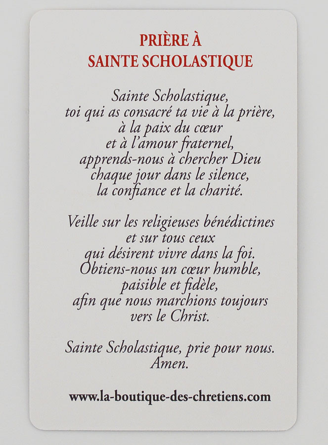 Lot de 10 Cartes de Prière à Sainte Scholastique (pic 4)