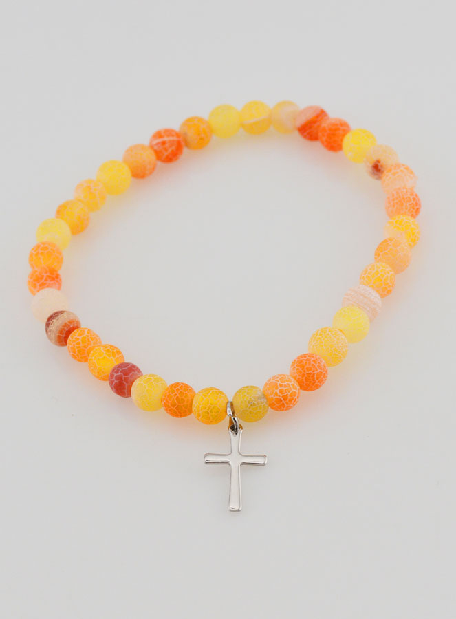 Bracelet Religieux Croix & Agate - Orange (pic 2)