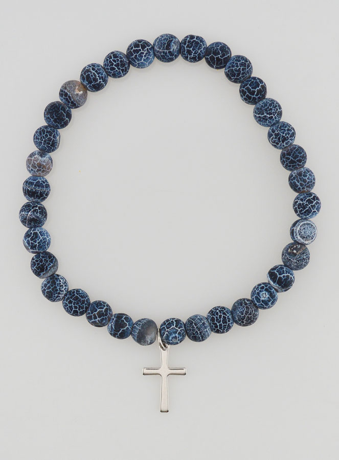 Bracelet Religieux Croix & Agate - Noir (pic 1)