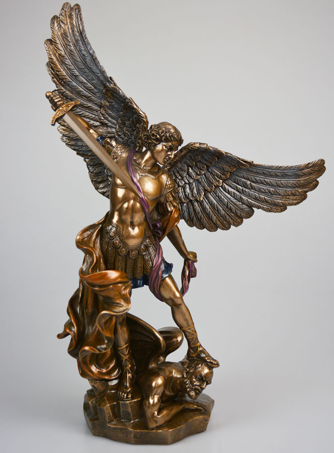 Statue Religieuse de Saint Michel Archange en Bronze - 37 cm (pic 1)