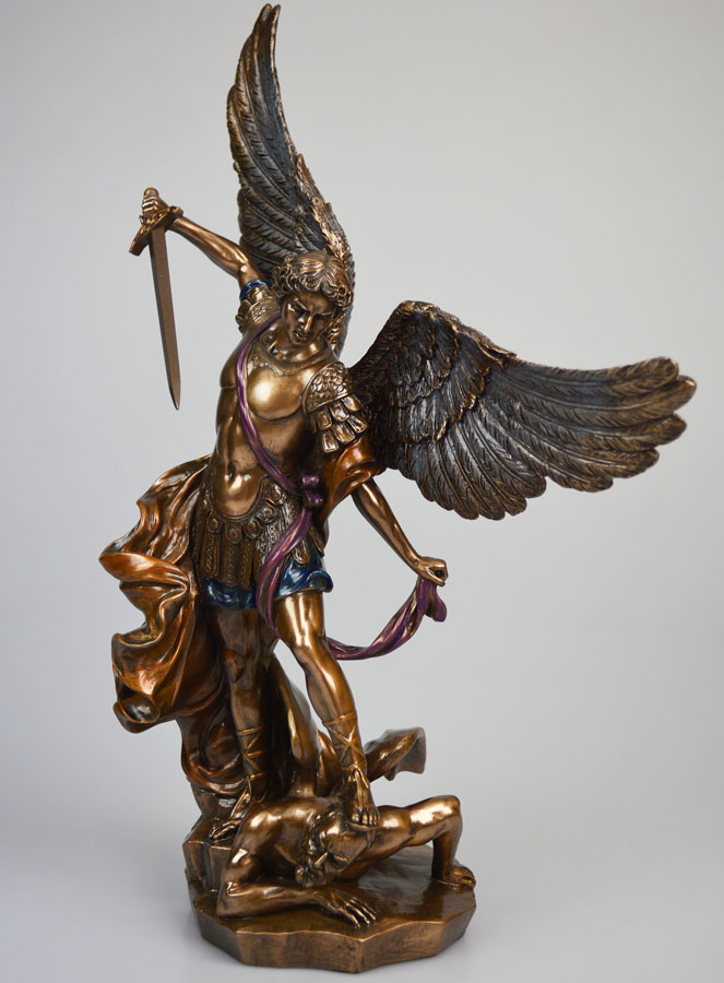 Statue Religieuse de Saint Michel Archange en Bronze - 37 cm (pic 2)