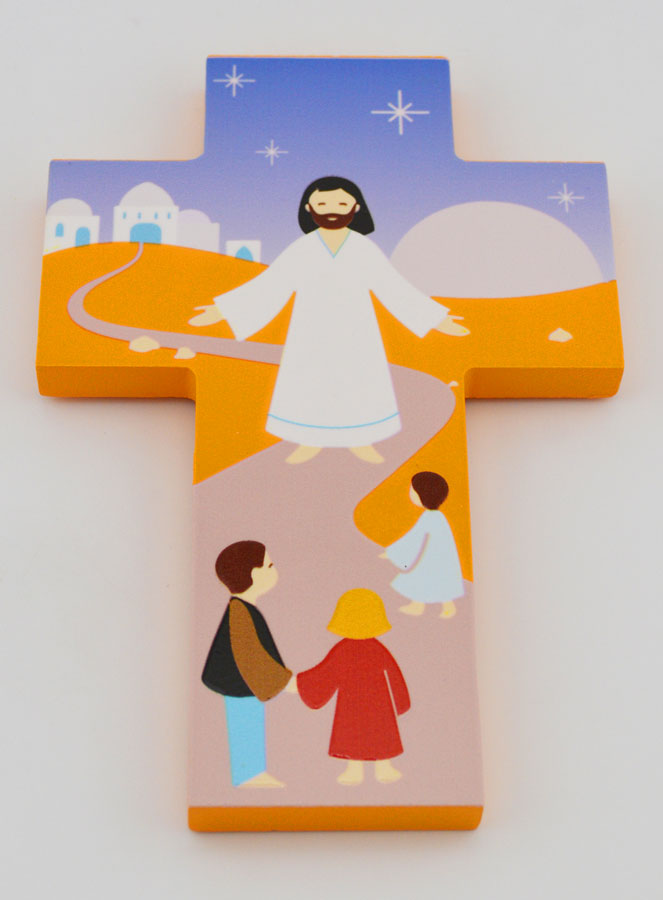 Croix Enfant en Bois - Jésus et Enfants (pic 2)
