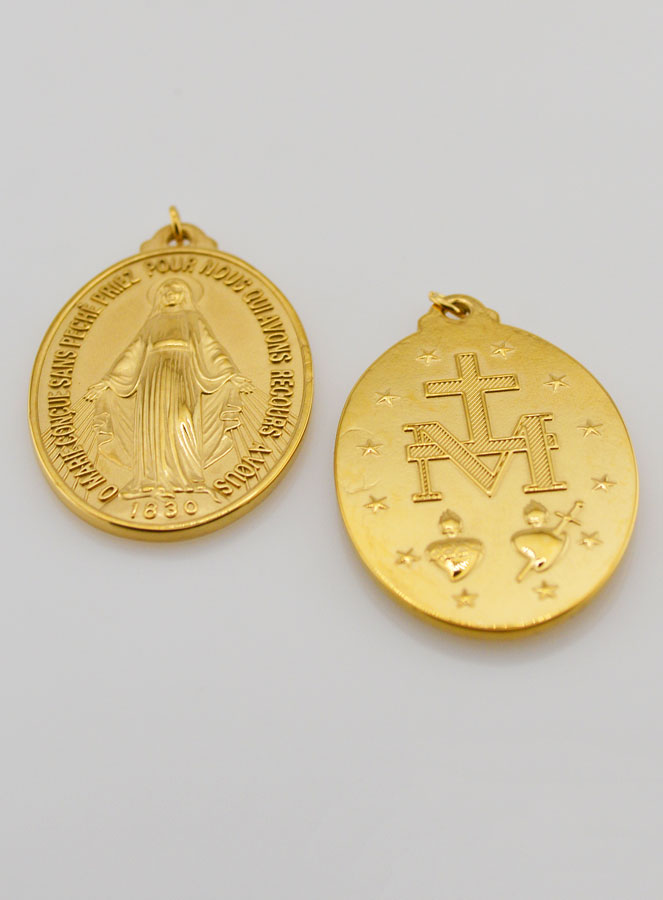 Médaille Miraculeuse en Inox Doré - 22mm (pic 4)