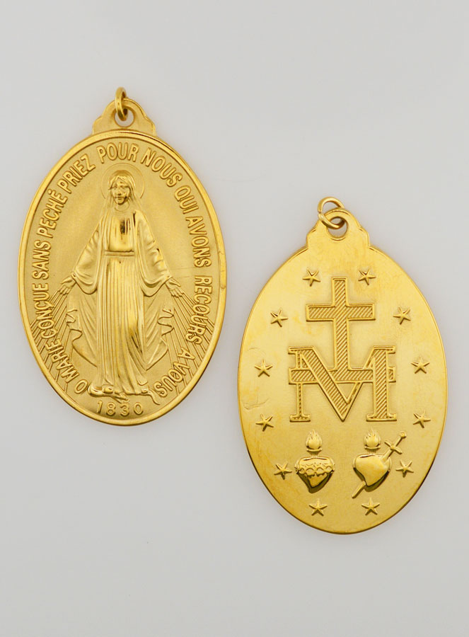 Médaille Miraculeuse en Inox Doré - 28mm (pic 1)