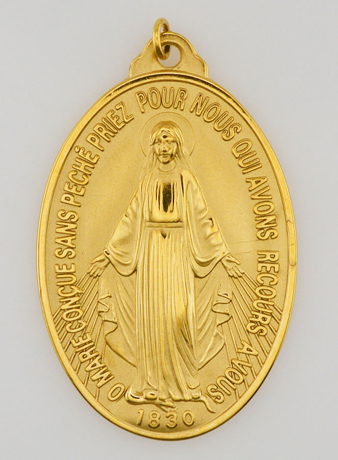 Médaille Miraculeuse en Inox Doré - 28mm (pic 2)