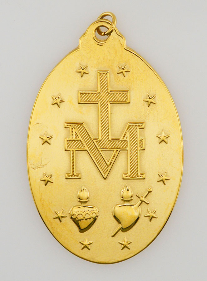 Médaille Miraculeuse en Inox Doré - 28mm (pic 3)