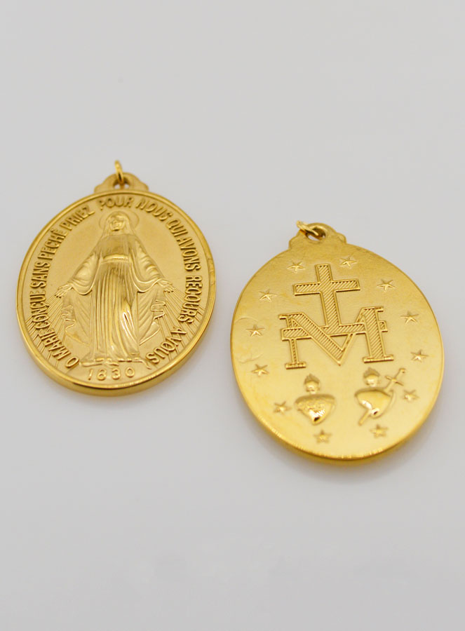 Médaille Miraculeuse en Inox Doré - 28mm (pic 4)