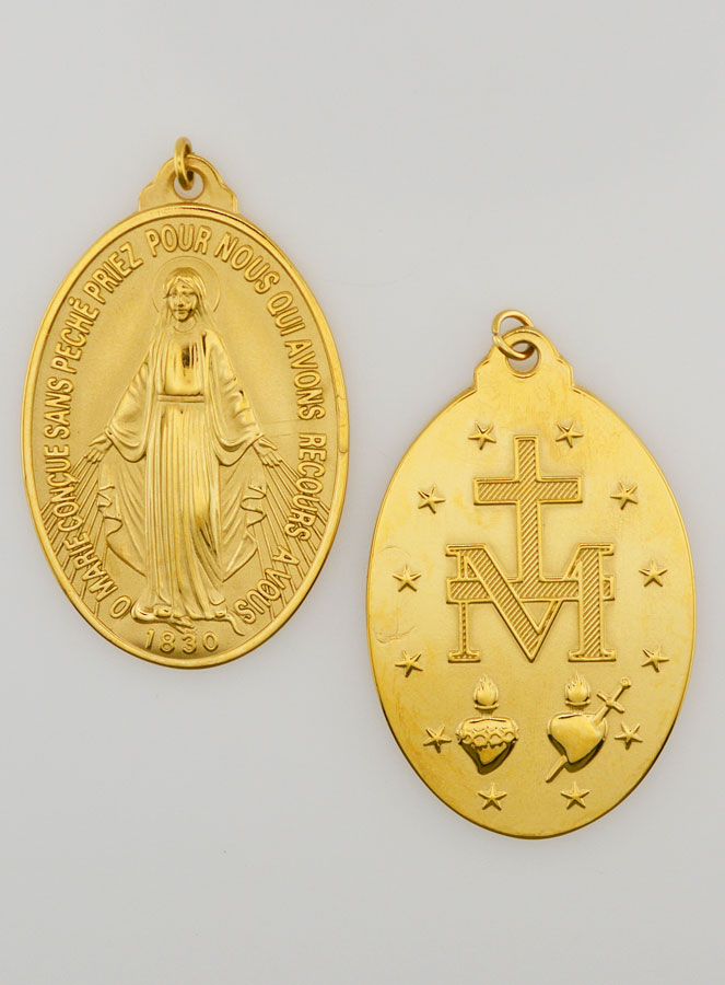 Médaille Miraculeuse en Inox Doré - 33mm (pic 1)