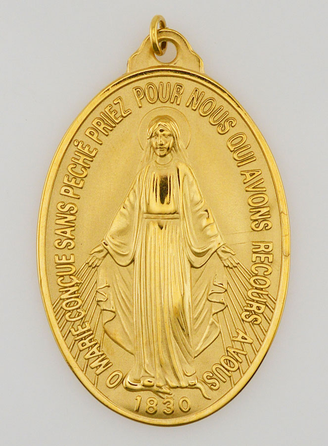 Médaille Miraculeuse en Inox Doré - 33mm (pic 2)