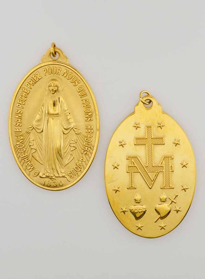 Médaille Miraculeuse en Inox Doré - 40mm (pic 1)