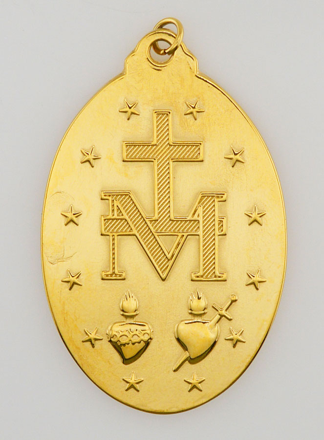 Médaille Miraculeuse en Inox Doré - 40mm (pic 3)