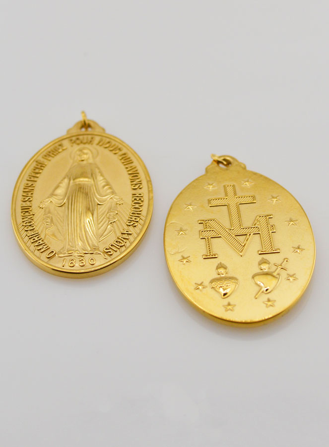 Médaille Miraculeuse en Inox Doré - 40mm (pic 4)