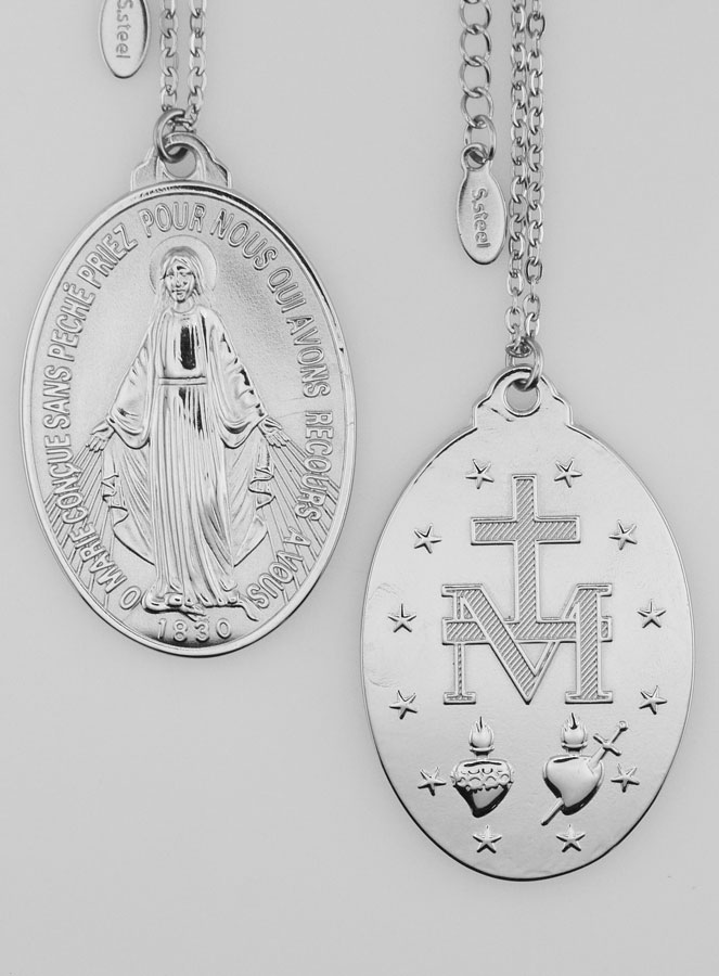 Médaille Miraculeuse & Chaîne en Inox - 22mm (pic 1)