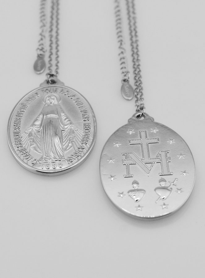 Médaille Miraculeuse & Chaîne en Inox - 28mm (pic 4)