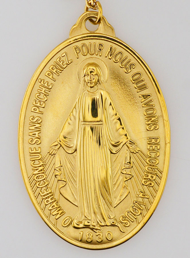 Médaille Miraculeuse & Chaîne en Inox Doré - 22mm (pic 2)