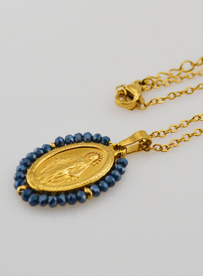 Collier Miraculeuse - Perles Bleues (pic 1)