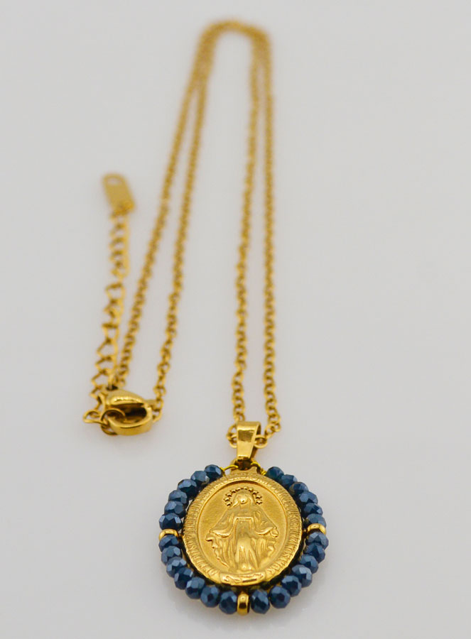 Collier Miraculeuse - Perles Bleues (pic 3)