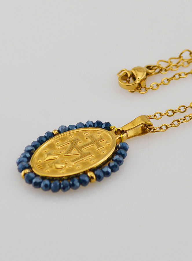 Collier Miraculeuse - Perles Bleues (pic 4)