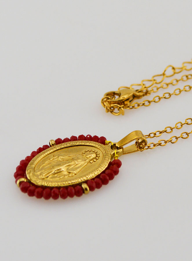 Collier Miraculeuse - Perles Rouges (pic 1)
