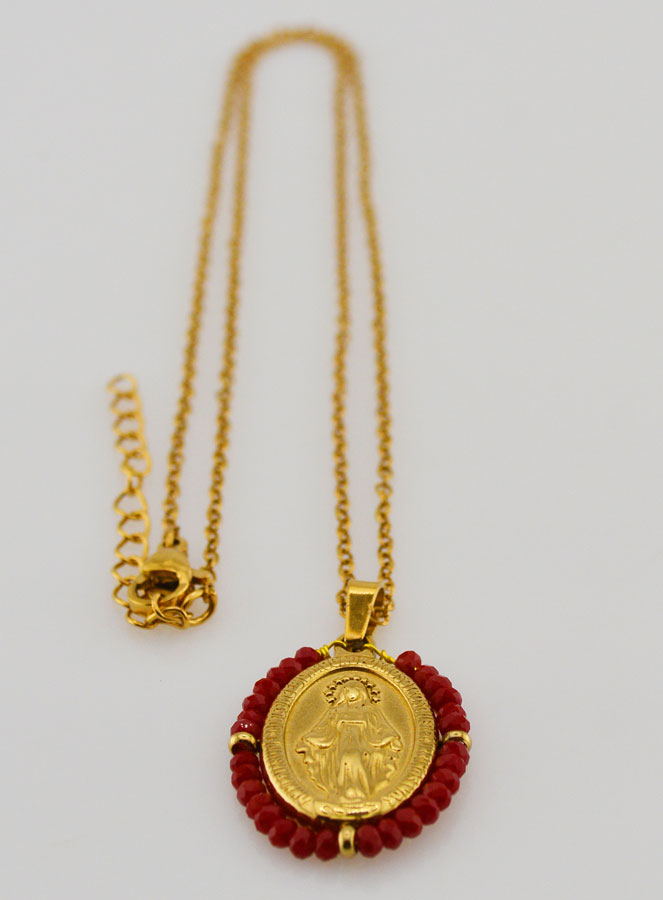 Collier Miraculeuse - Perles Rouges (pic 3)