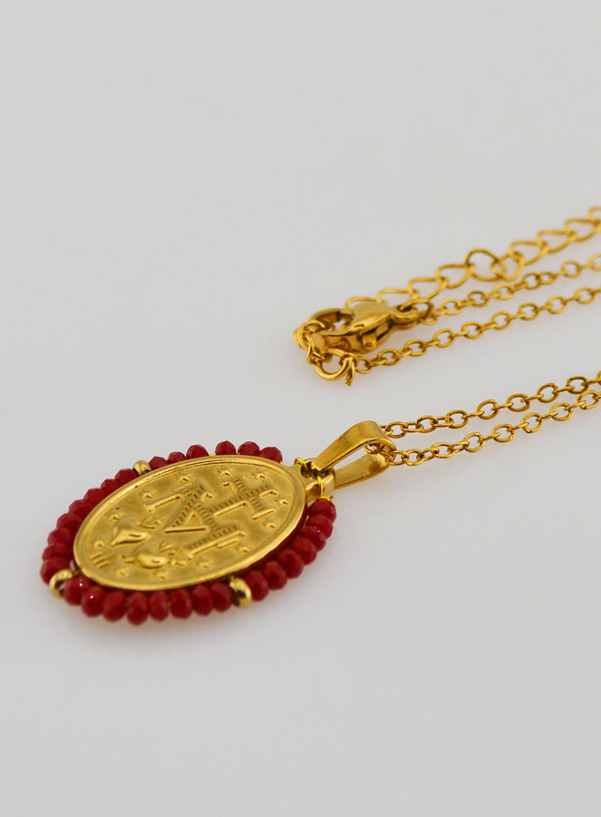 Collier Miraculeuse - Perles Rouges (pic 4)