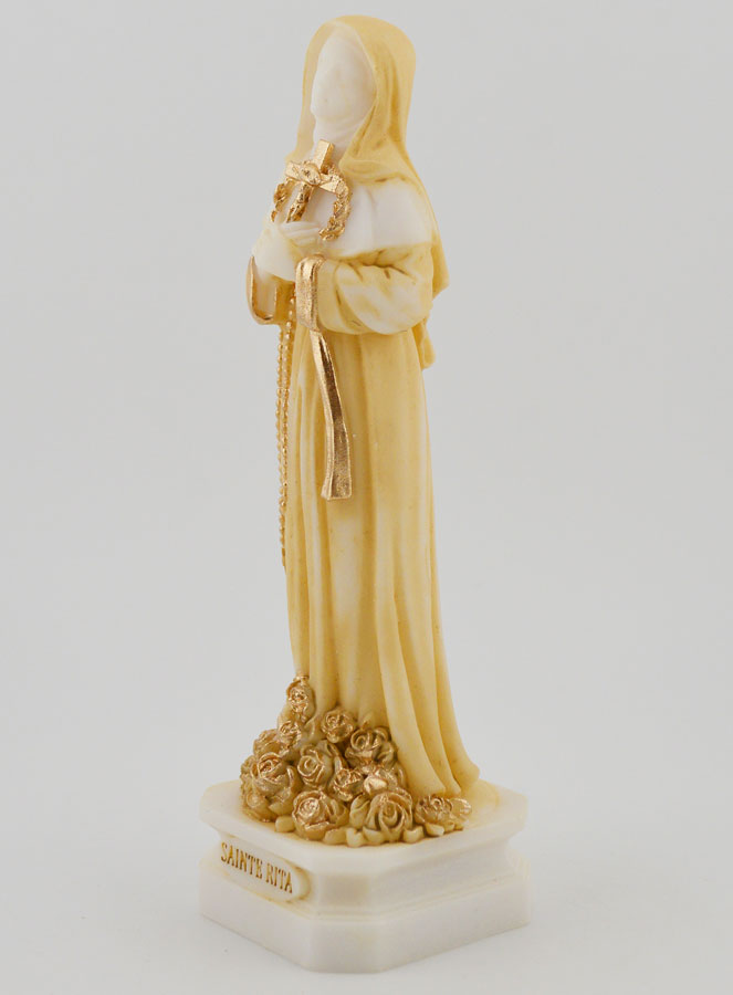 Statue de Sainte Rita en Albâtre Peint - 12cm (pic 2)