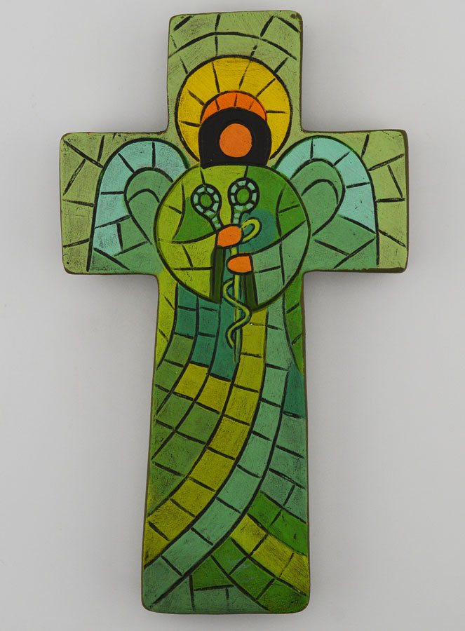 Croix en Céramique Ange Médecin - 15cm (pic 1)
