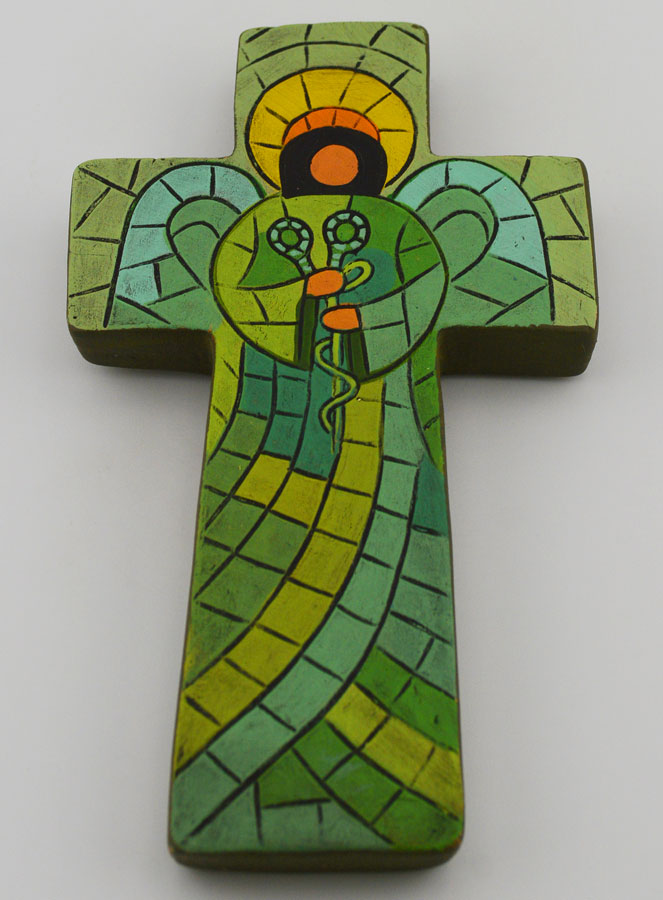 Croix en Céramique Ange Médecin - 15cm (pic 2)
