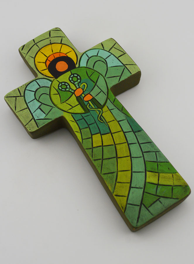 Croix en Céramique Ange Médecin - 15cm (pic 3)