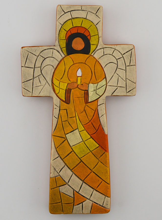 Croix en Céramique Ange Veilleur - 15cm (pic 1)