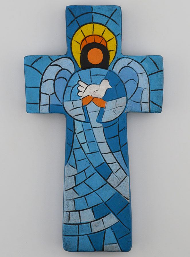 Croix en Céramique Ange de Paix - 15cm (pic 1)
