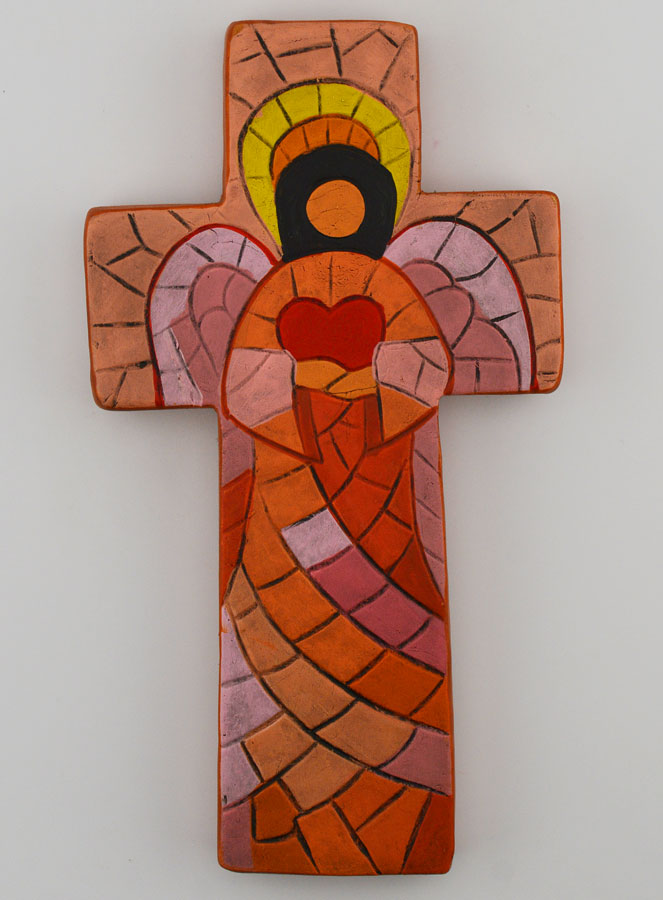 Croix en Céramique Ange de l'Amour - 15cm (pic 1)