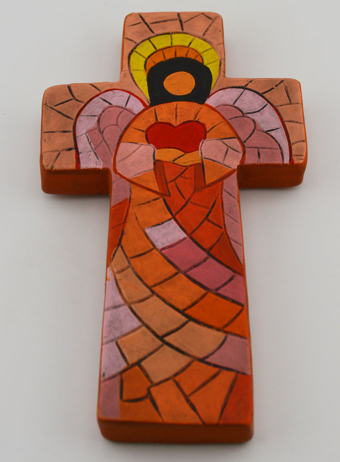Croix en Céramique Ange de l'Amour - 15cm (pic 2)