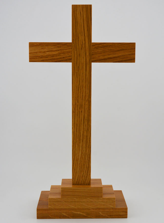 Crucifix sur Socle en Chêne Clair - 25cm (pic 4)