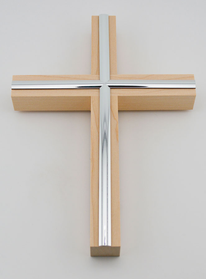 Crucifix Érable Finition Argentée - 20cm (pic 2)