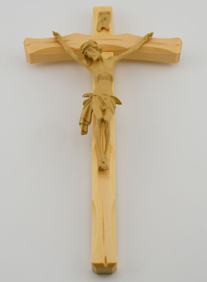 Crucifix en Tilleul Naturel Cintré - 22cm (pic 2)