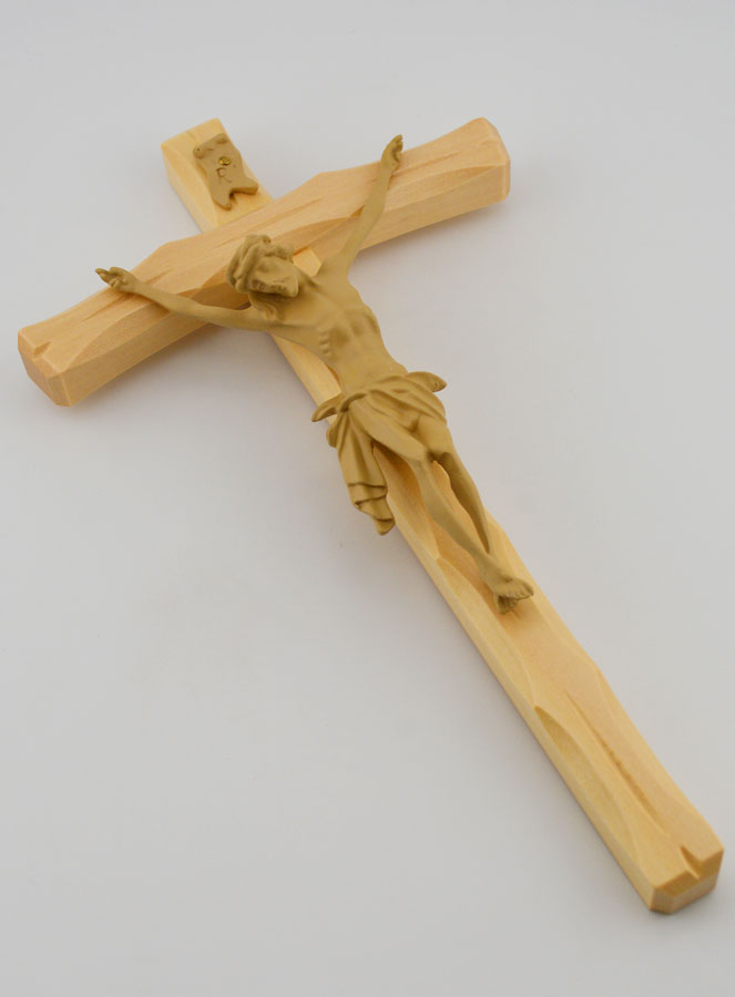 Crucifix en Tilleul Naturel Cintré - 22cm (pic 3)