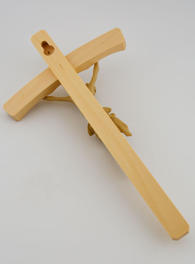 Crucifix en Tilleul Naturel Cintré - 22cm (pic 4)