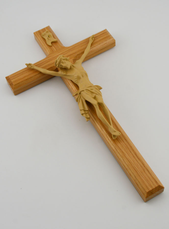 Crucifix en Chêne Naturel & Christ - 22cm (pic 3)