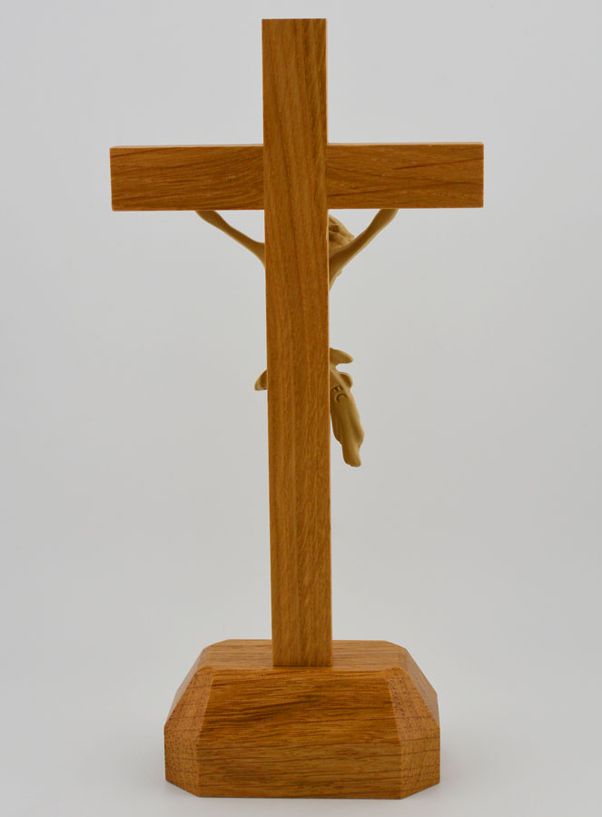 Crucifix sur Socle en Chêne - 22cm (pic 4)