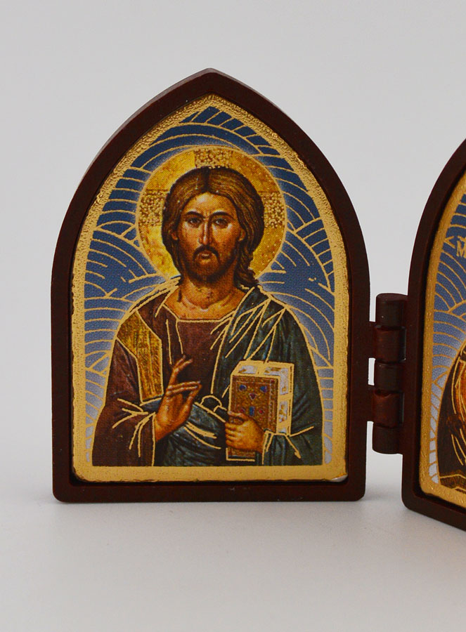 Icône Diptyque Mini - Christ Pantocrator & Vierge de Vladimir (pic 2)