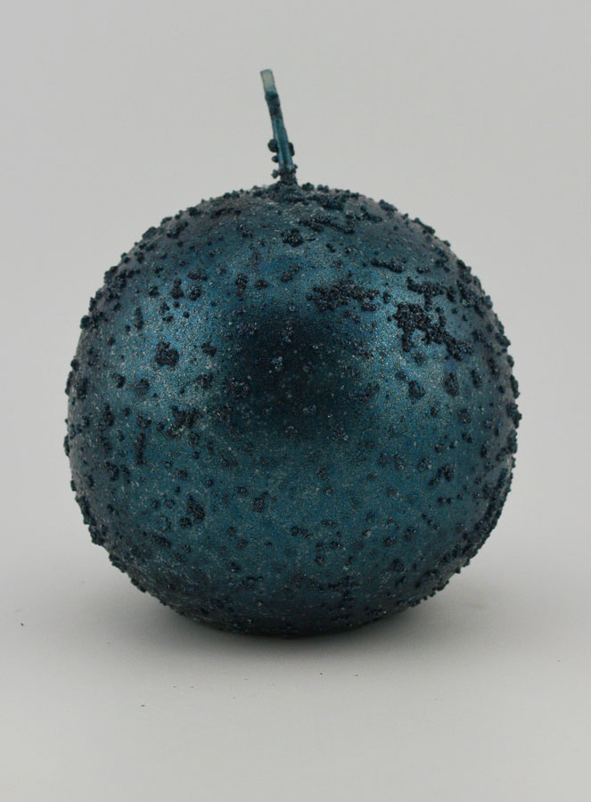 Bougie Décoration Sphère Pailletée - Bleu Vert (pic 1)