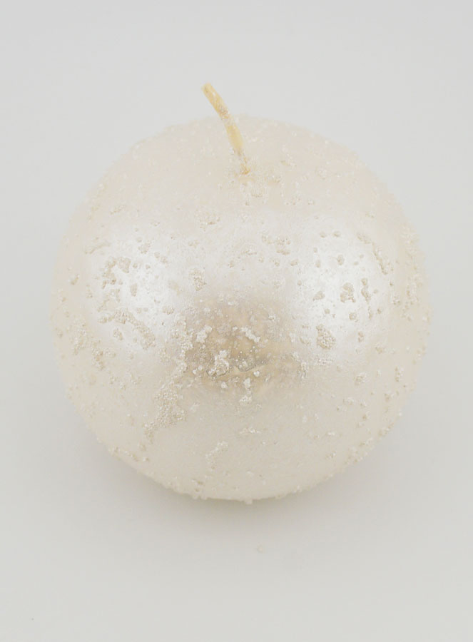 Bougie Boule de Noël Pailletée - Blanc Perlé (pic 2)