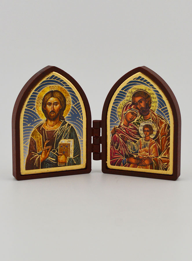 Icône Diptyque Mini - Christ Pantocrator & Ste Famille (pic 1)