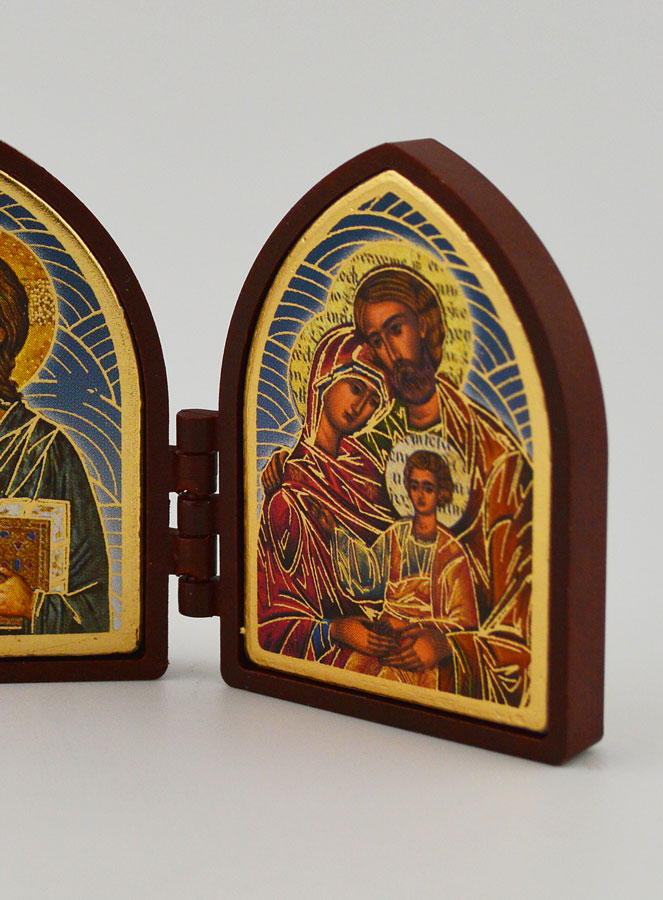 Icône Diptyque Mini - Christ Pantocrator & Ste Famille (pic 2)