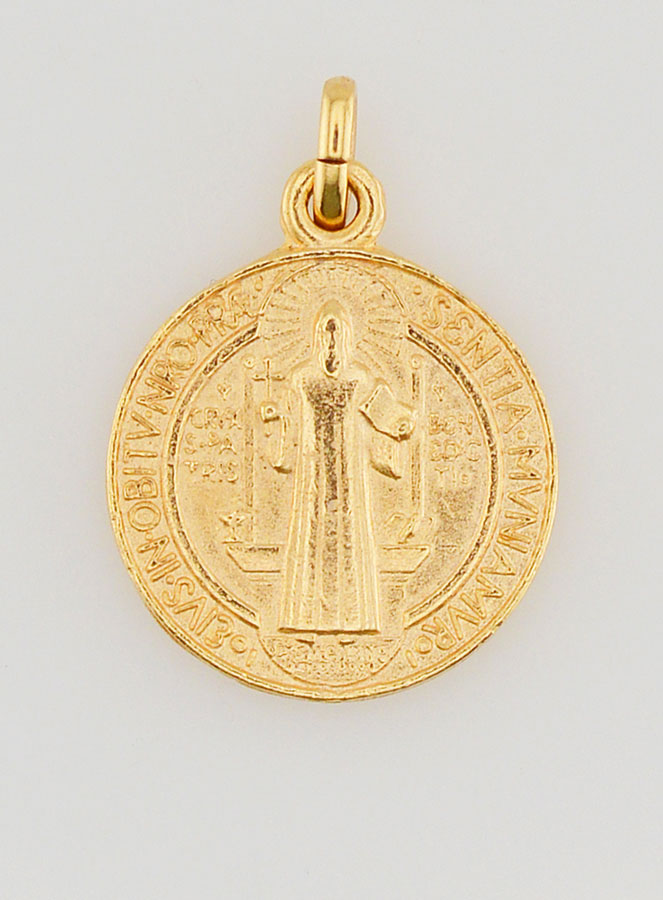 Médaille de Saint Benoît en Plaqué Or - 18mm (pic 2)